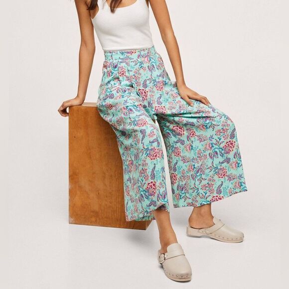 Mango Floral Print Pants Wide - Picture 2 of 8